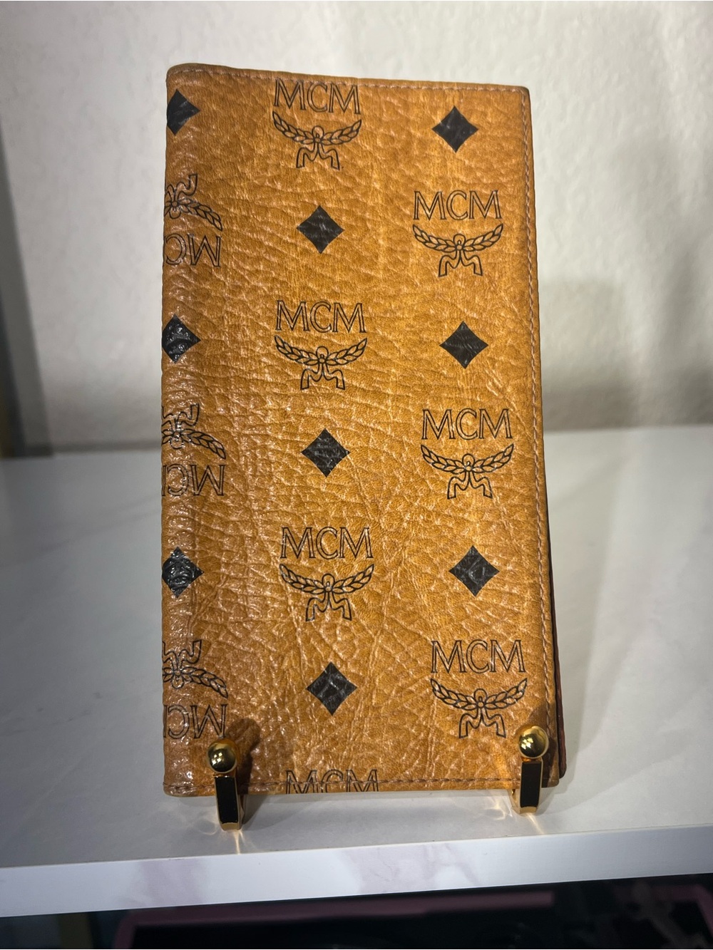 MCM Cognac Visetos Monogram Logo Long Wallet